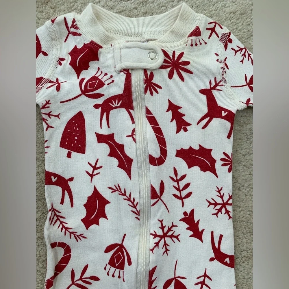 Hanna Andersson Size 50, 0-3 Months Scandi Deer Reindeer Holiday Zip Sleeper